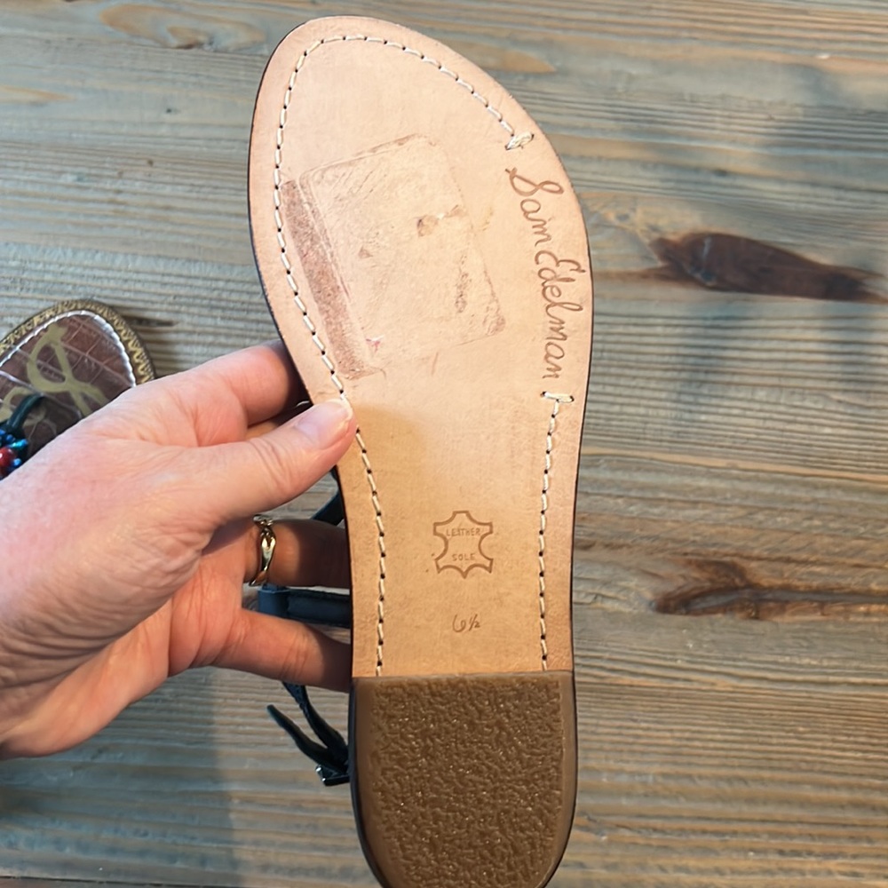 Sam Edelman Gabrielle Beaded Shell Thong Sandals New - Picture 6 of 7